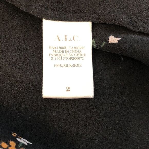 A.L.C. Silk Floral Black Spaghetti Strap Tank Top - Picture 11 of 12